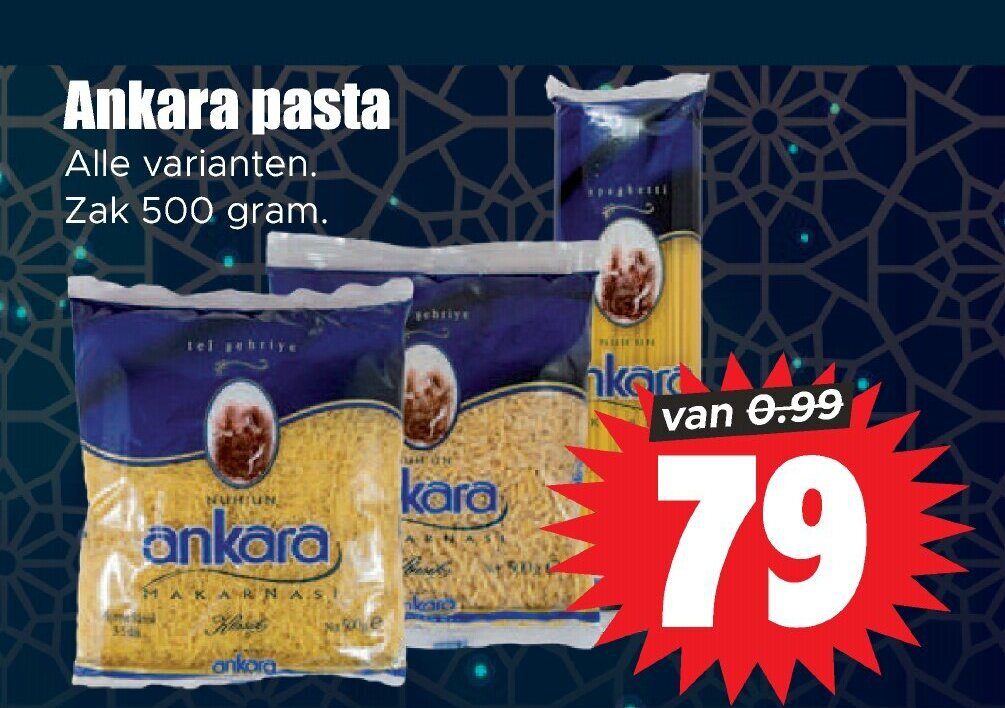 Aanbiedingen Ankara pasta zak 500 gram voor  tegen de beste prijs