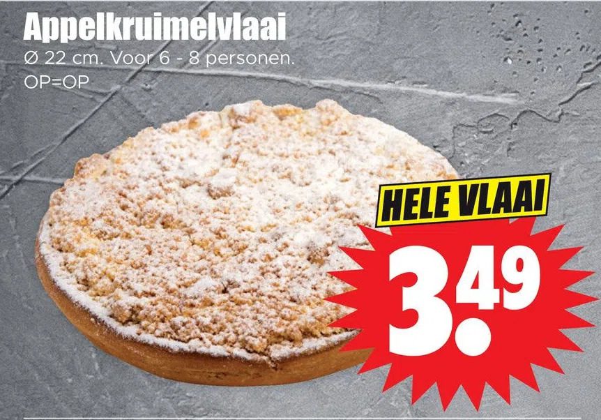 Aanbiedingen Appelkruimelvlaai voor  tegen de beste prijs