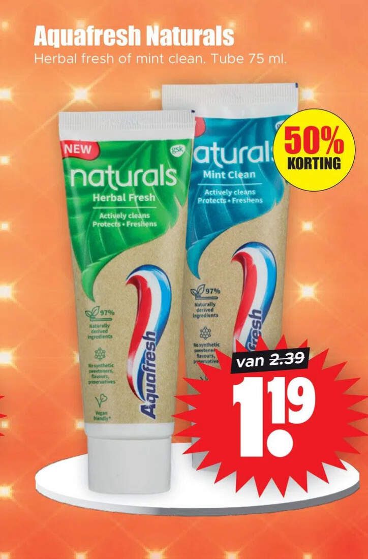 Aanbiedingen Aquafresh naturals voor  tegen de beste prijs