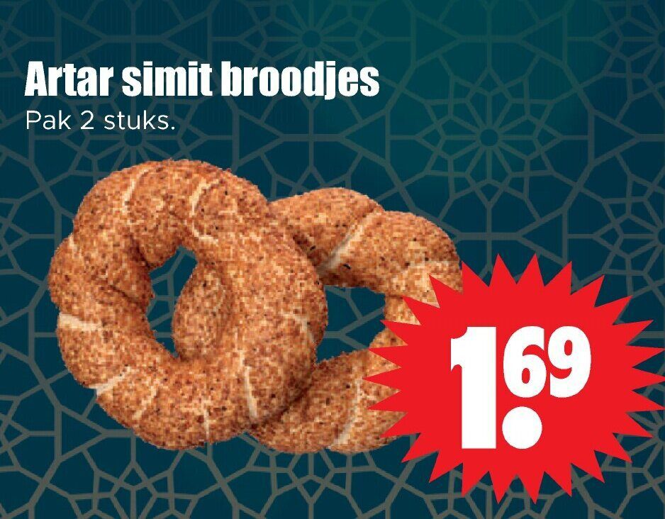 Aanbiedingen Artar simit broodjes pak 2 stuks voor  tegen de beste prijs