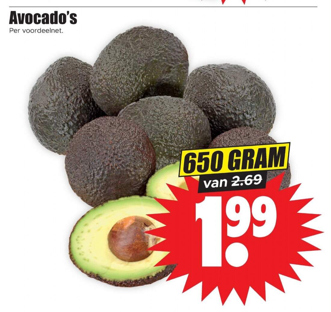 Aanbiedingen Avocado's 650 gram voor  tegen de beste prijs