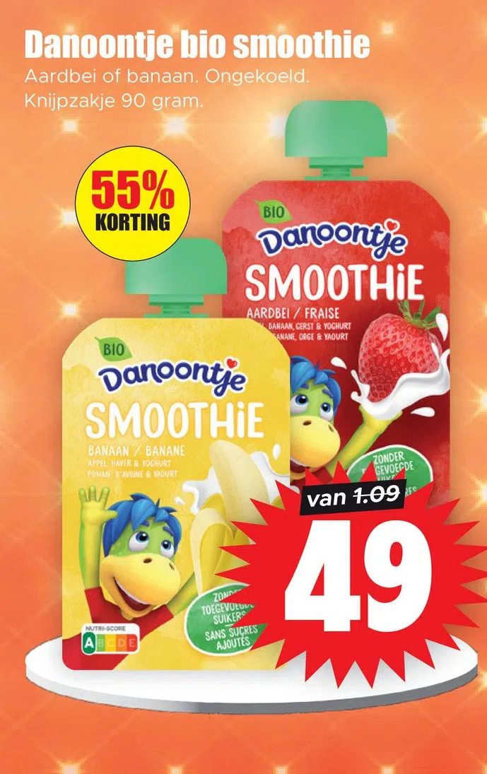 Aanbiedingen Danoontje bio smoothie voor  tegen de beste prijs