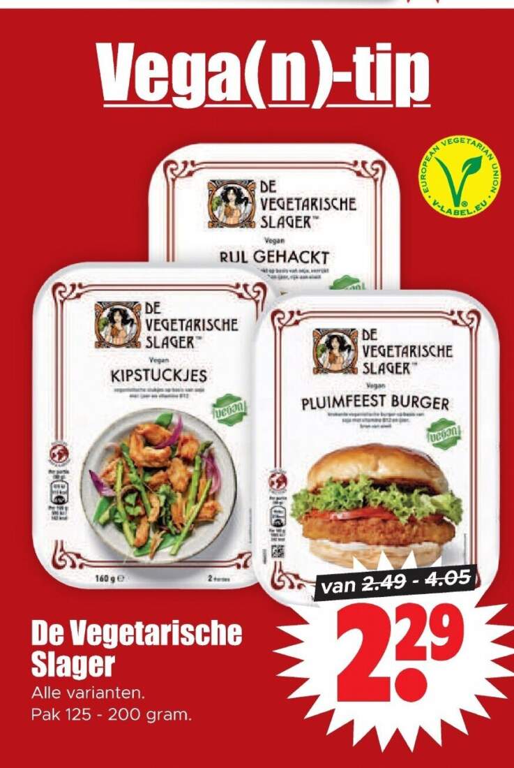 Aanbiedingen De Vegetarische Slager pak 125-200 gram voor  tegen de beste prijs