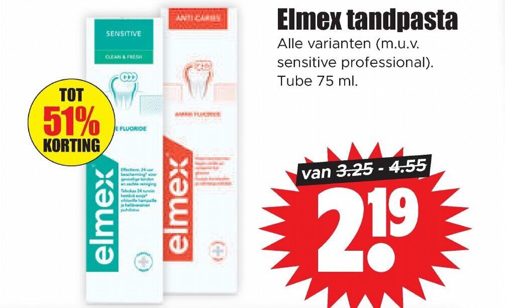 Aanbiedingen Elmex tandpasta tube 75 ml voor  tegen de beste prijs