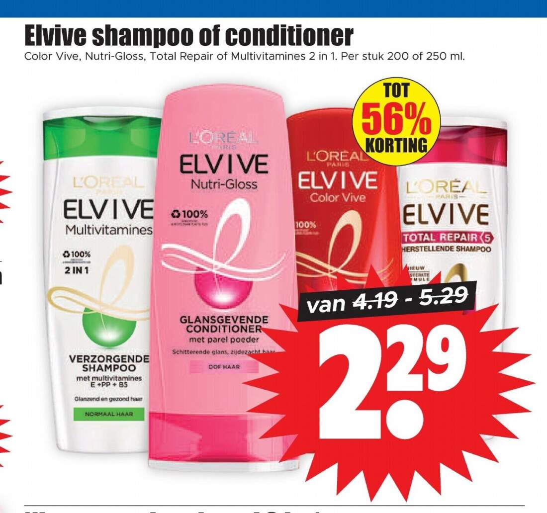 Aanbiedingen Elvive shampoo of conditioner voor  tegen de beste prijs