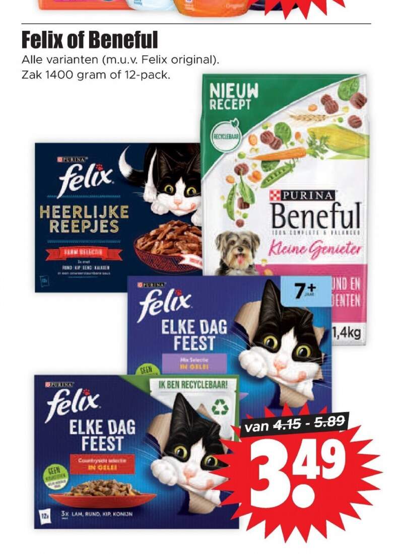 Aanbiedingen Felix of Beneful zak 1400 gram of 12-pack voor  tegen de beste prijs