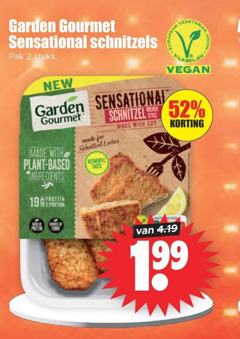 Aanbiedingen Garden Gourmet Sensational schnitzels pak 2 stuks voor  tegen de beste prijs