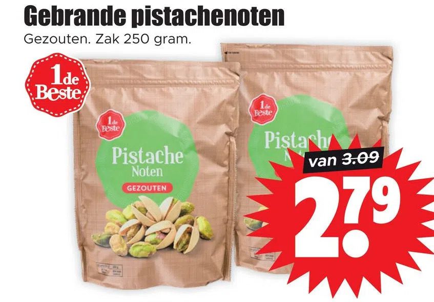 Aanbiedingen Gebrande pistachenoten voor  tegen de beste prijs