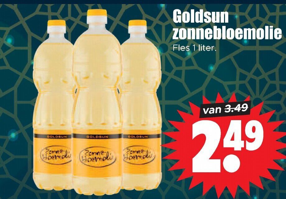 Aanbiedingen Goldsun zonnebloemolie fles 1 liter voor  tegen de beste prijs