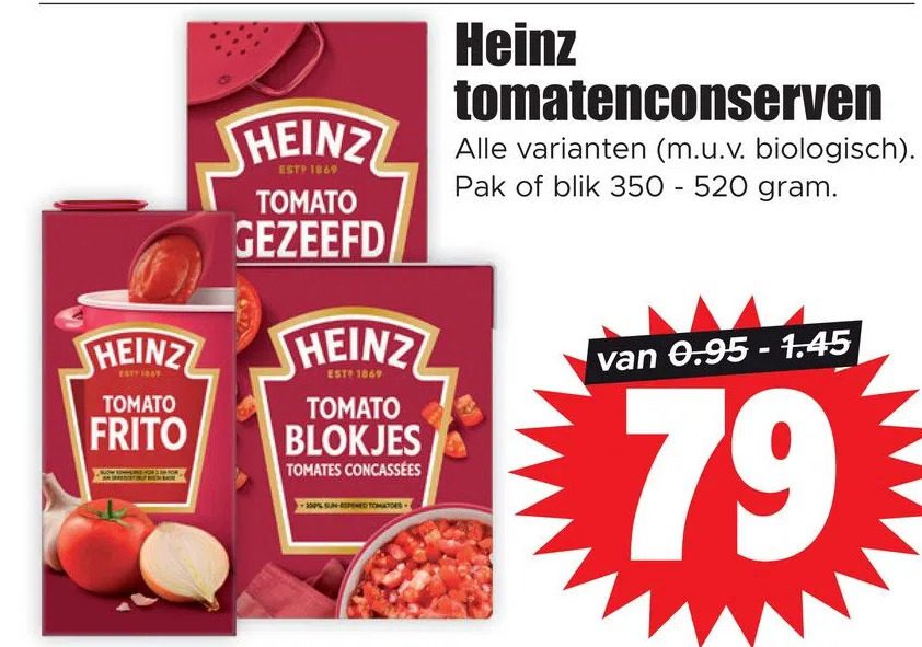 Aanbiedingen Heinz tomatenconserven voor  tegen de beste prijs