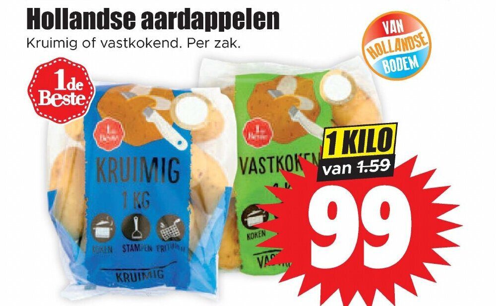 Aanbiedingen Hollandse aardappelen 1 kilo voor  tegen de beste prijs