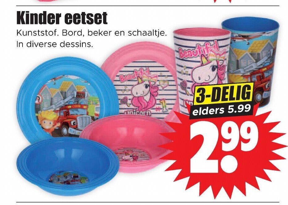 Aanbiedingen Kinder eetset 3-delig voor  tegen de beste prijs