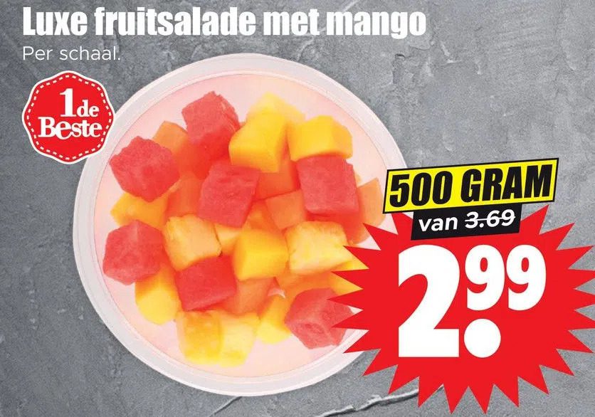 Aanbiedingen Luxe fruitsalade met mango voor  tegen de beste prijs