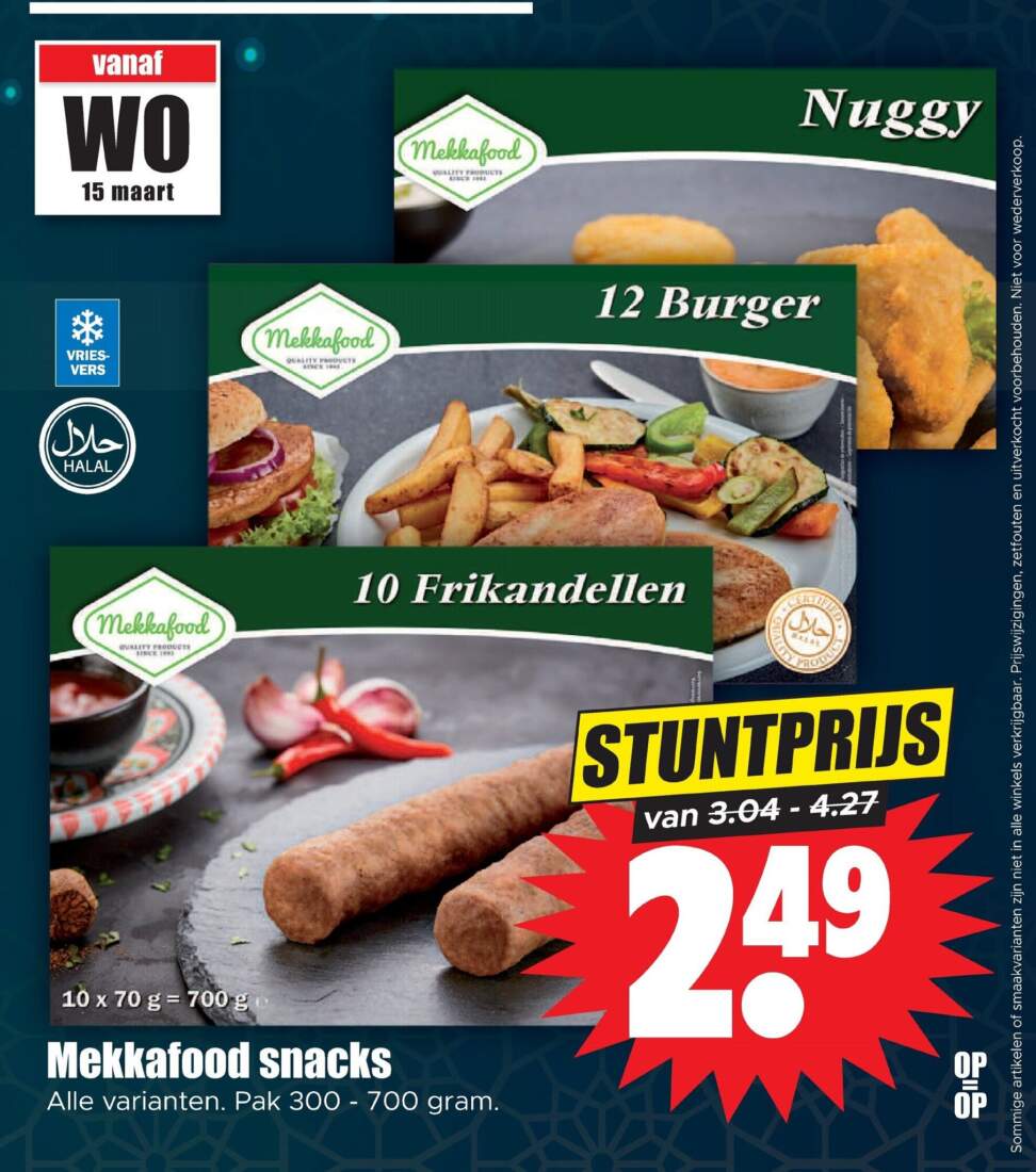 Aanbiedingen Mekkafood snacks pak 300-700 gram voor  tegen de beste prijs