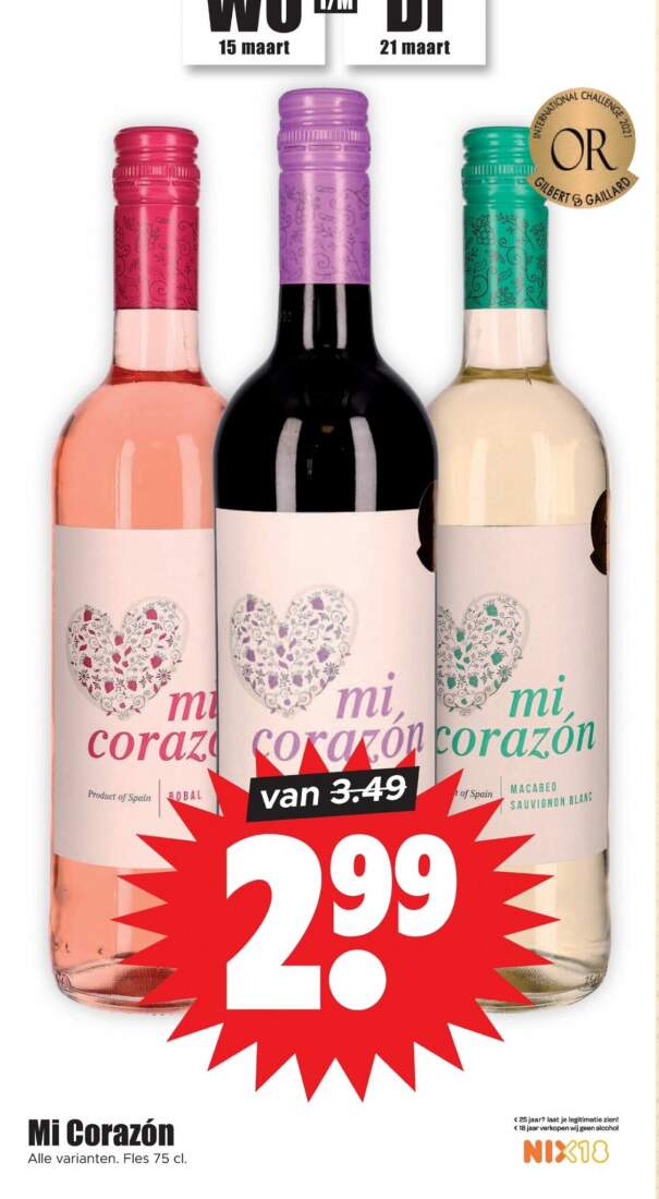 Aanbiedingen Mi Corazon fles 75 cl voor  tegen de beste prijs