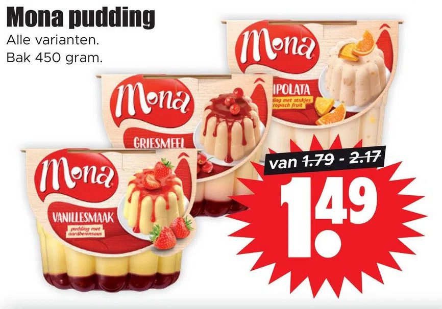 Aanbiedingen Mona pudding voor  tegen de beste prijs