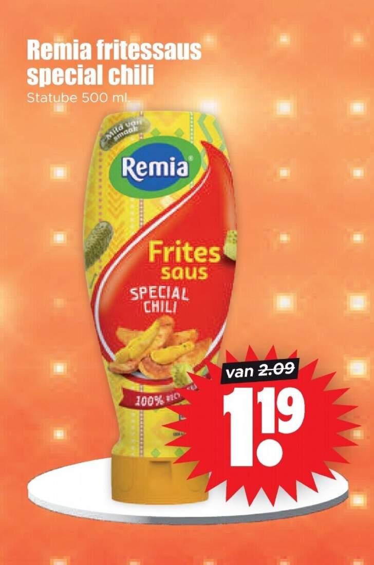 Aanbiedingen Remia fritessaus special chili statube 500 ml voor  tegen de beste prijs