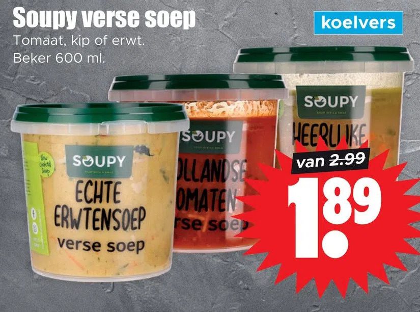 Aanbiedingen Soupy verse soep voor  tegen de beste prijs