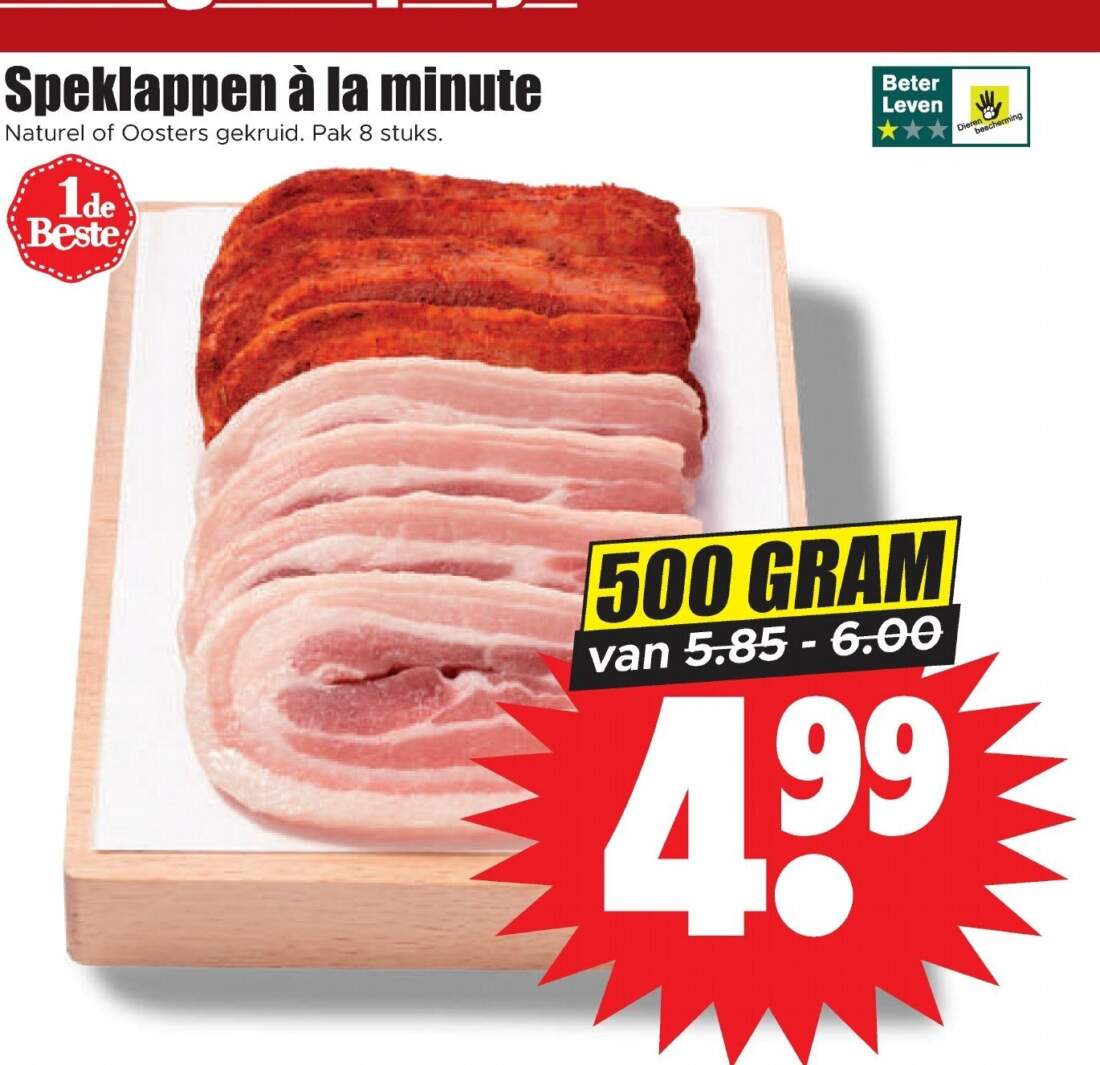 Aanbiedingen Speklappen a la minute Naturel of Oosters gekruid pak 8 stuks 500 gram voor  tegen de beste prijs