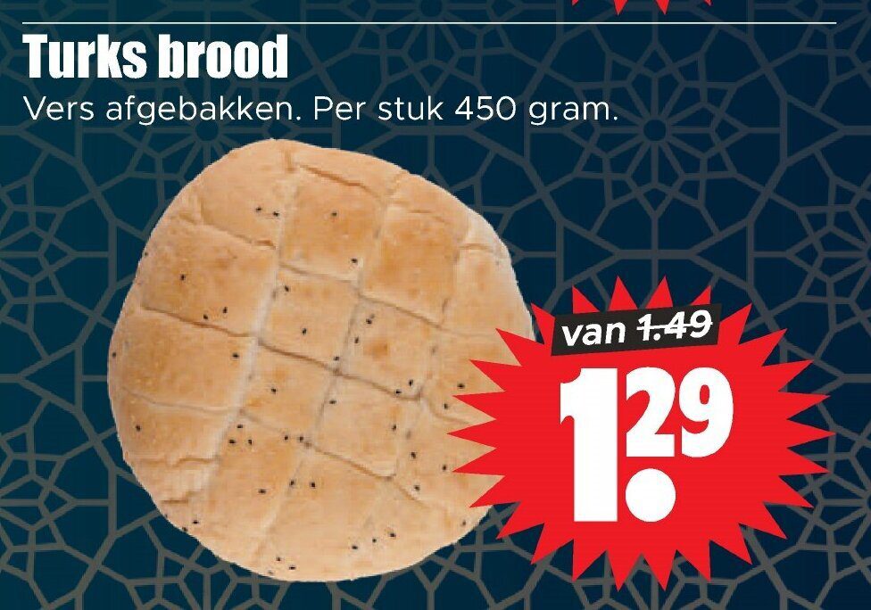 Aanbiedingen Turks brood 450 gram voor  tegen de beste prijs