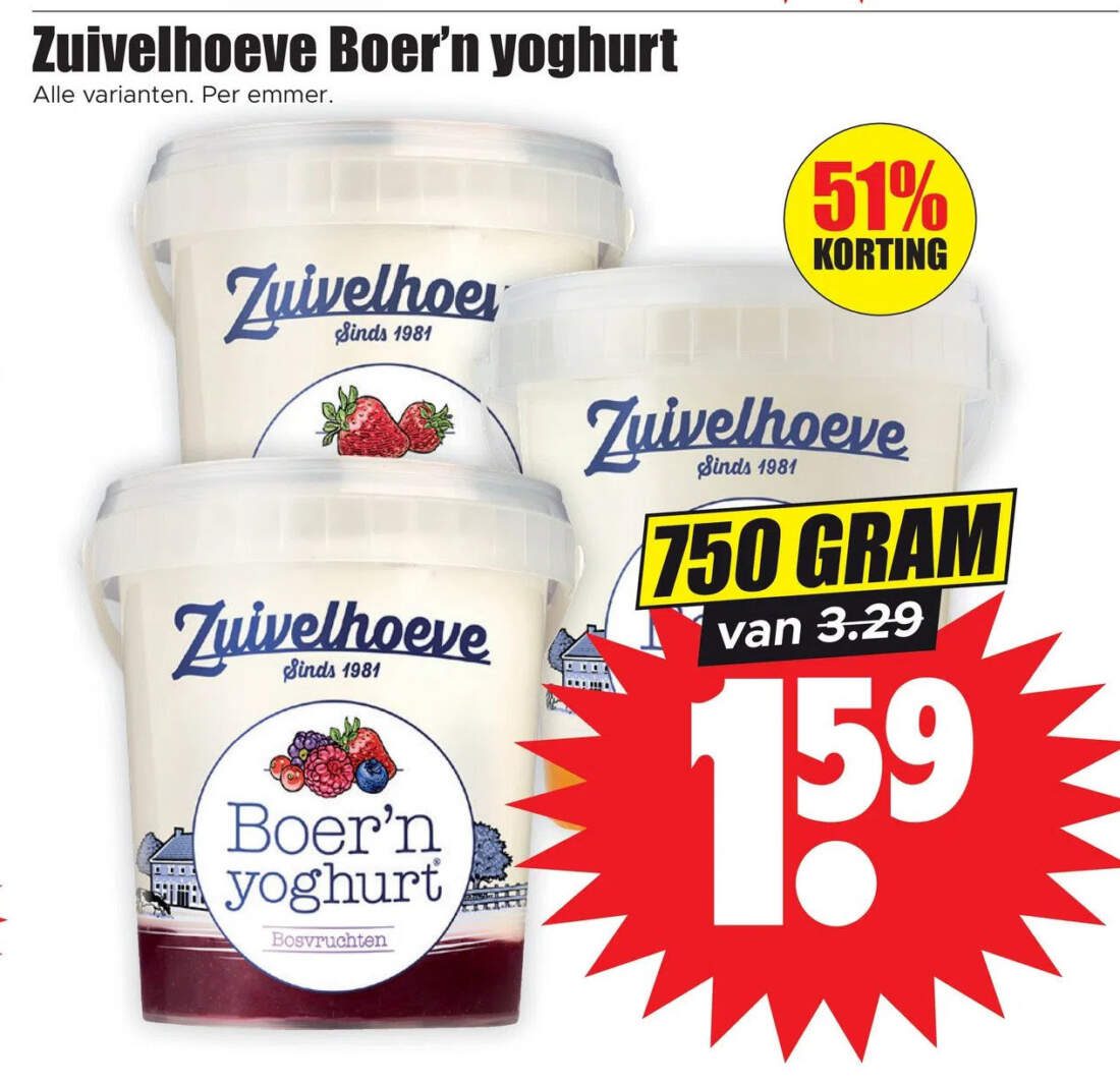 Aanbiedingen Zuivelhoeve boer'n yoghurt voor  tegen de beste prijs